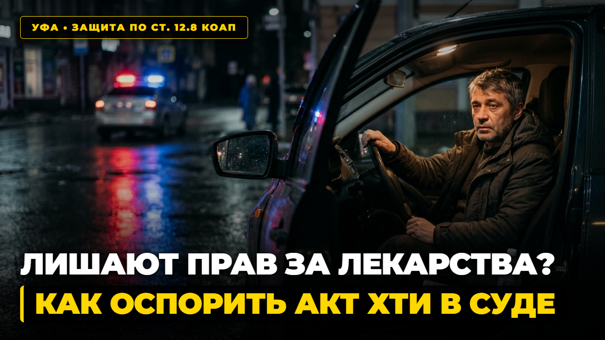 Лишение прав за лекарства корвалол и обезболивающие по ст. 12.8 КоАП РФ в Уфе
