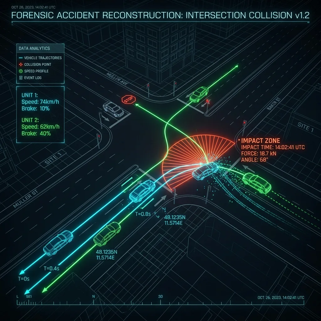 3D-схема траектории наезда на пешехода